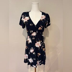 Abercrombie & Fitch Navy Floral Mini Wrap Dress